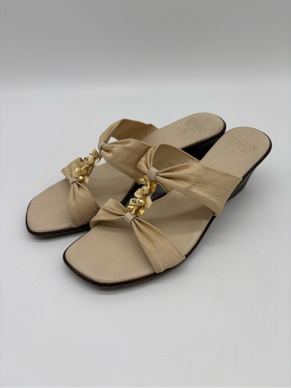 Italian Shoemakers Champagne Knot Slide Mules